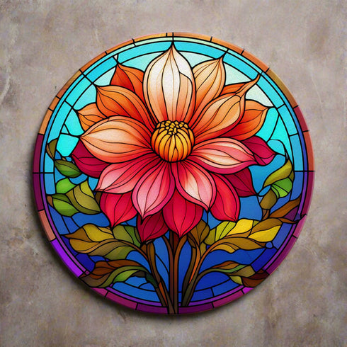 Dahlia Circular Glass Suncatcher Worktop Saver